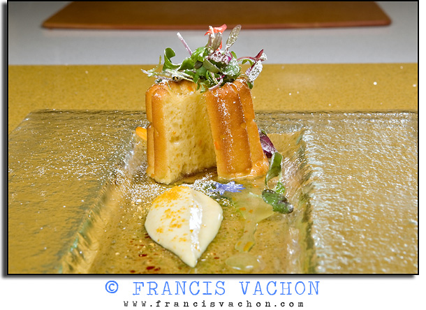 Baba au rhum revisite au sirop d’erable, yogourt cremeux au citron et cari